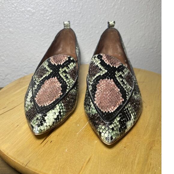 Jeffrey Campbell Viona-WD Snakeskin Print Leather Loafers Pointed Toe Size 10 - Picture 5 of 9